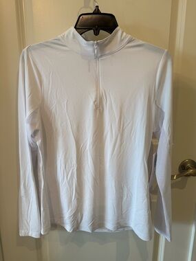 Gottex White Long Sleeve Half-Zip Mock Neck Top